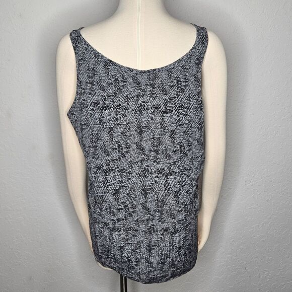 Eileen Fisher 100% Silk Tank Top Black White Abstract Print Sleeveless Blouse‎ L - Picture 3 of 5